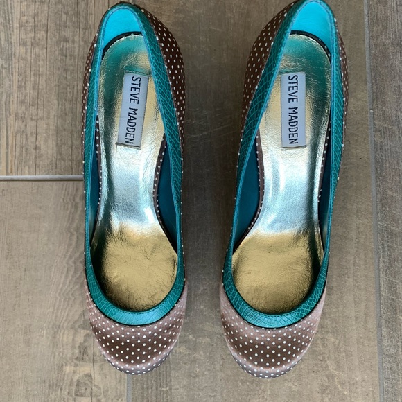 Steve Madden Brown Turquoise Pumps Heels Size 9 - Picture 5 of 7